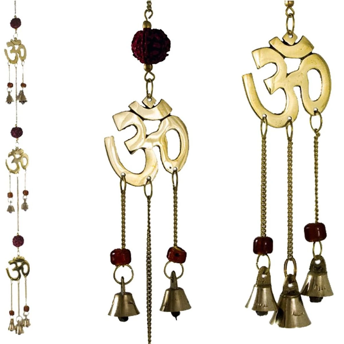 Suspension Clochettes Avec Rudraksha Et Symbole OM 60 Cm