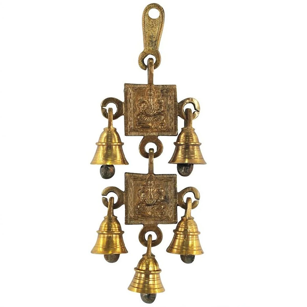 Suspension à Clochettes Ganesh En Laiton Patiné – Image 2