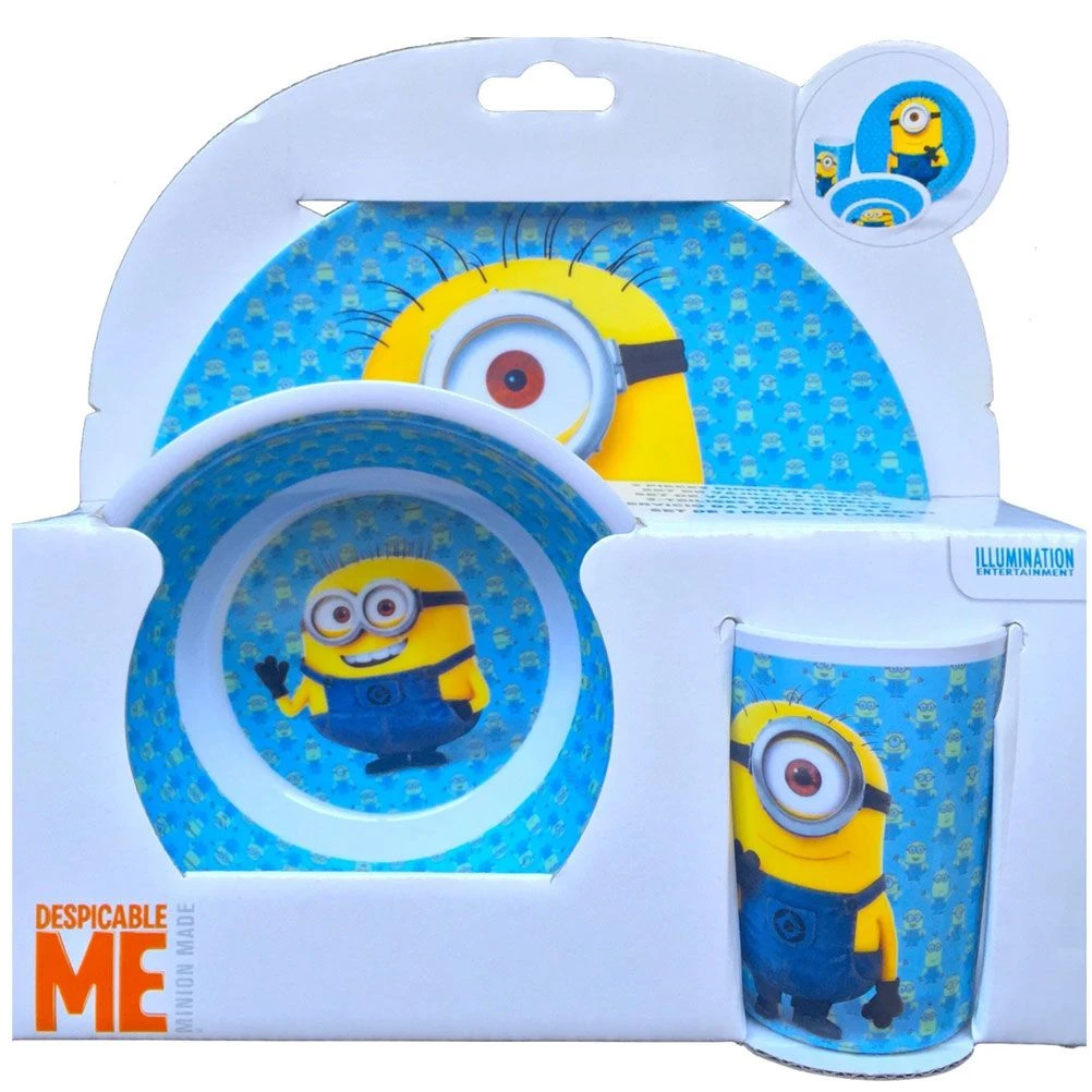 Coffret Minions Assiette Verre Et Bol En Mélamine