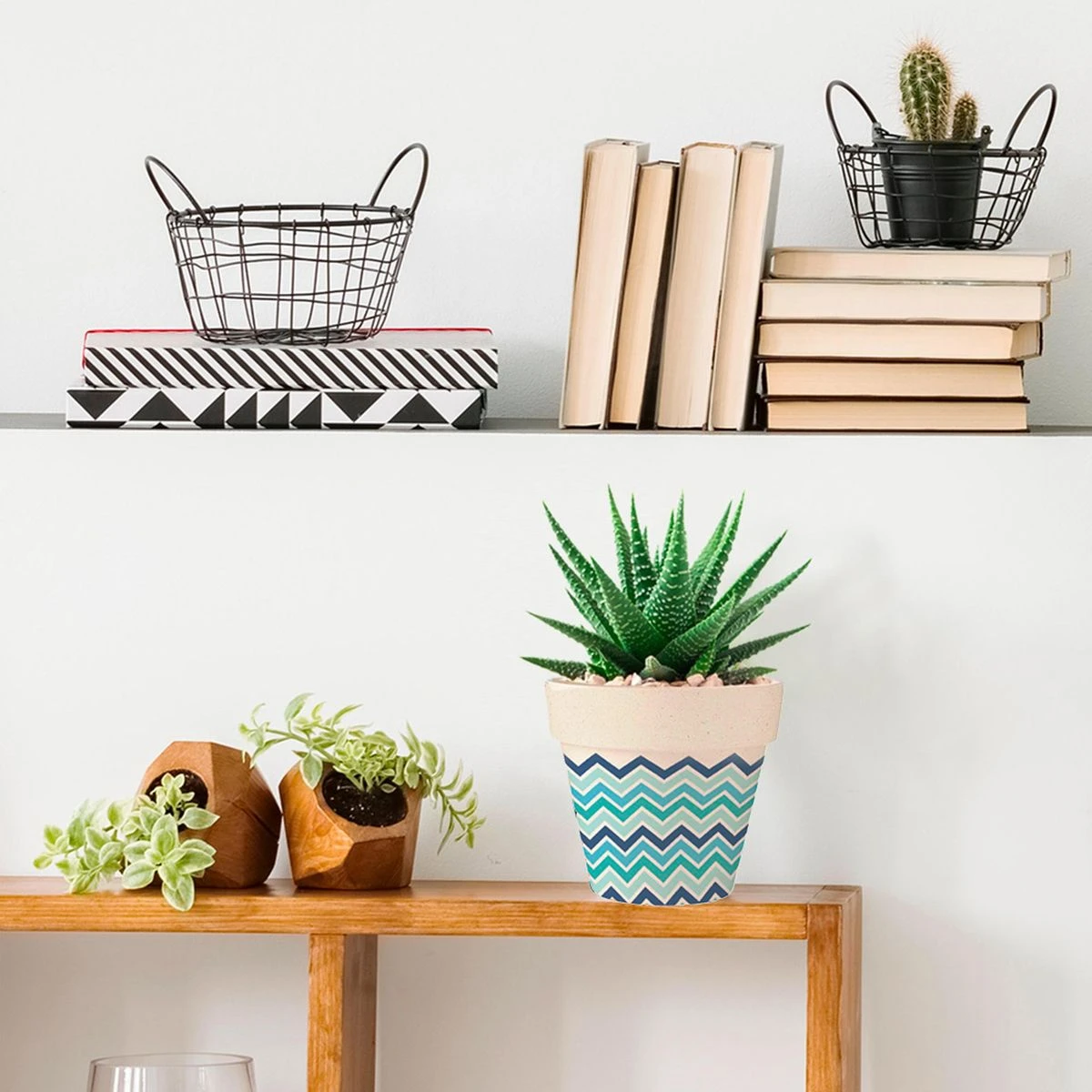 Cache Pot En Fibre De Bambou - Esprit 70's - 13.5 Cm