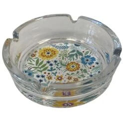 Cendrier Rond En Verre Petites Fleurs