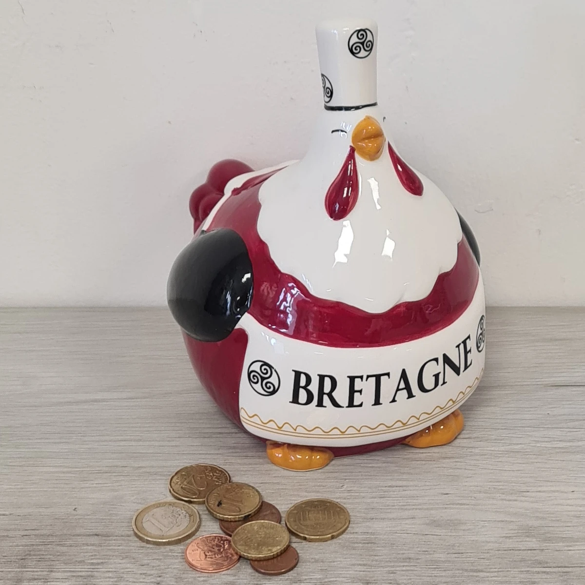Tirelire En Céramique Poule Bretonne - Rouge