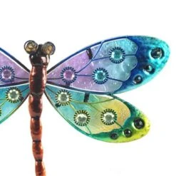Décoration Murale Libellule Multicolore En Métal Et Verre 17 Cm