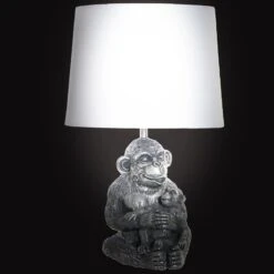 Lampe Singe Gris En Résine - 48 Cm