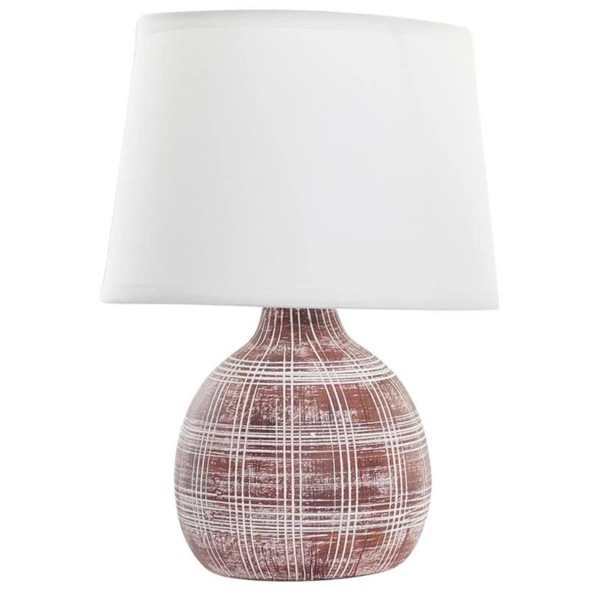Lampe à Poser En Grès - Ocre Rouge Et Blanc - 26 Cm – Image 2