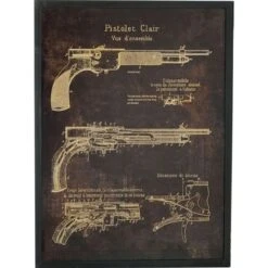 Cadre Pistolet Clair Vue D'ensemble En Bois Avec Vitre De Ver