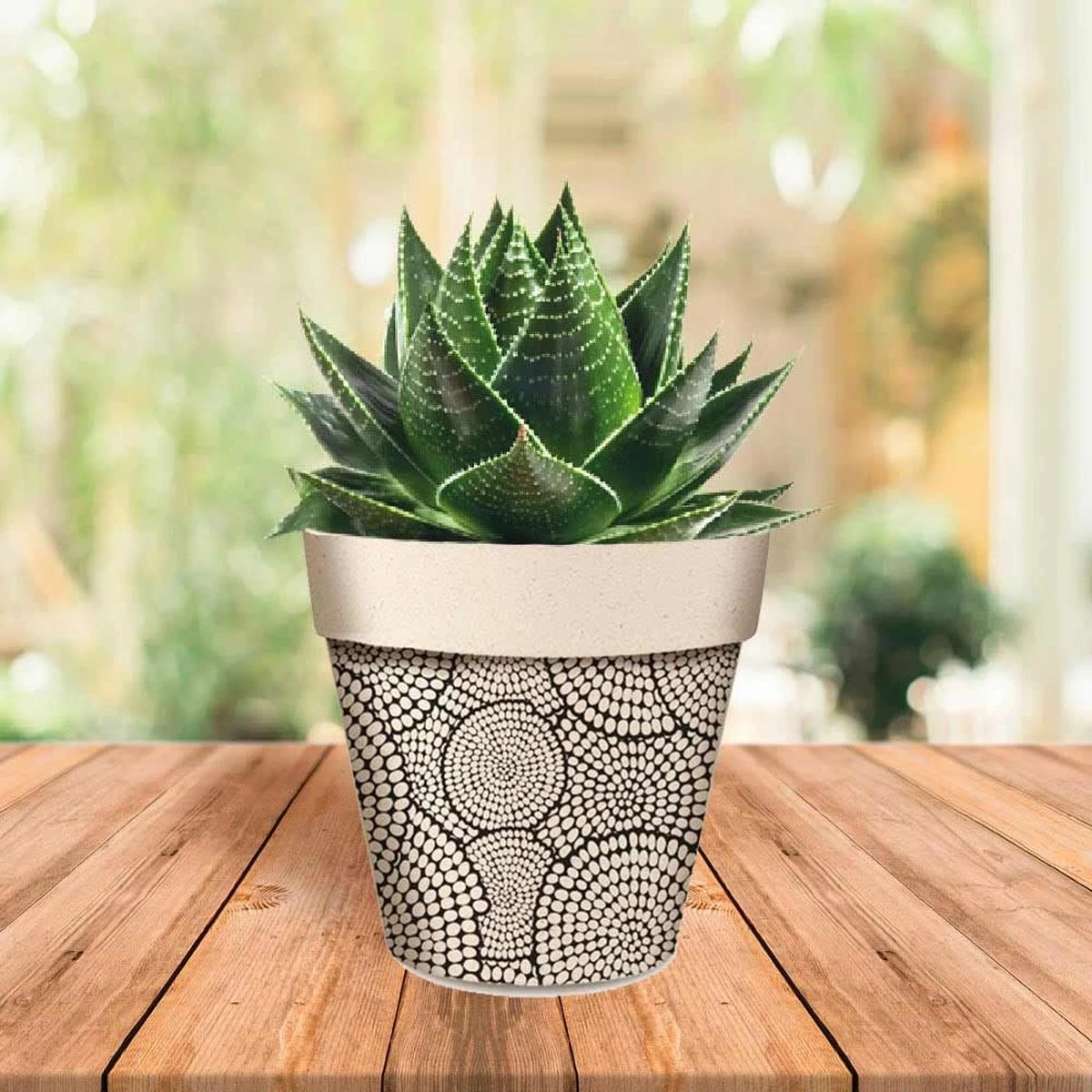 Cache Pot En Fibre De Bambou - Cercles Ă Pois - 13.5 Cm