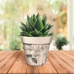 Cache Pot En Fibre De Bambou - Fleurs De Ginkgo