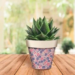 Cache Pot En Fibre De Bambou - Liberty Petites Fleurs Violettes