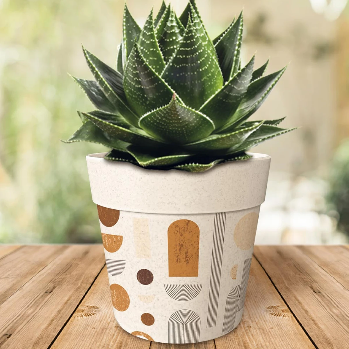 Cache Pot En Fibre De Bambou - Graphique - 15.5 Cm