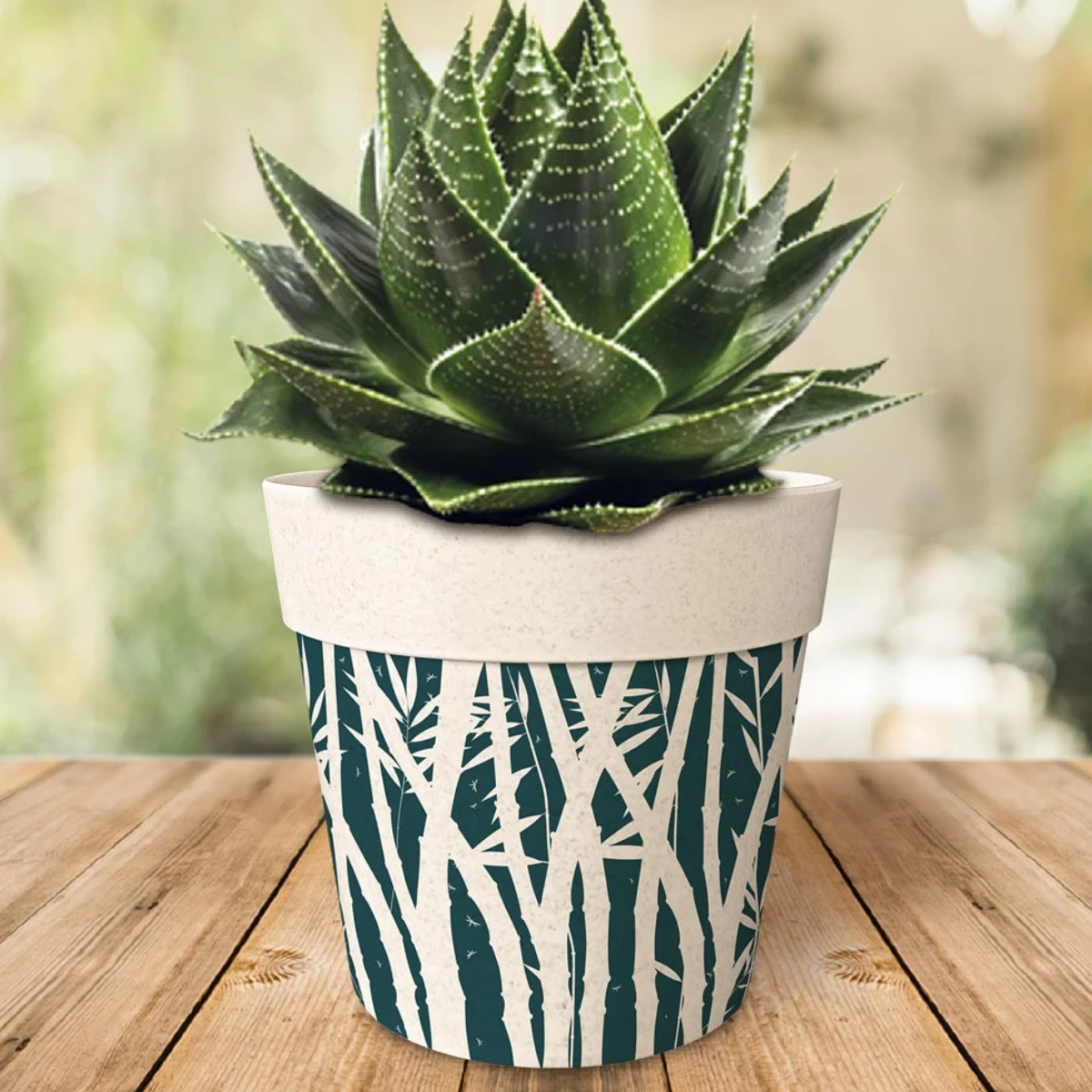 Cache Pot En Fibre De Bambou - Tropical - 15.5 Cm