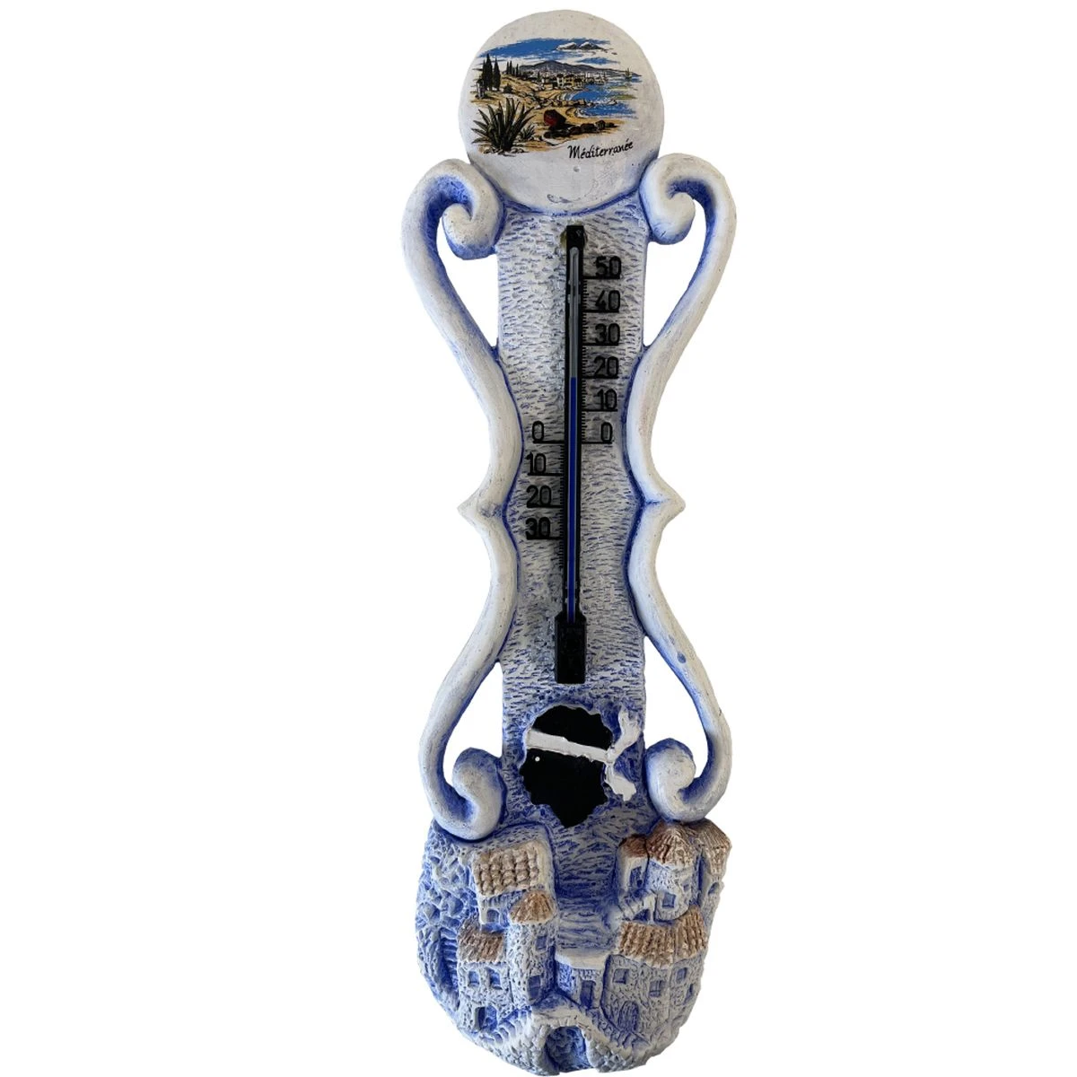 Grand Thermomètre Artisanal En Plâtre - Corse - Modèle Bleu – Image 3