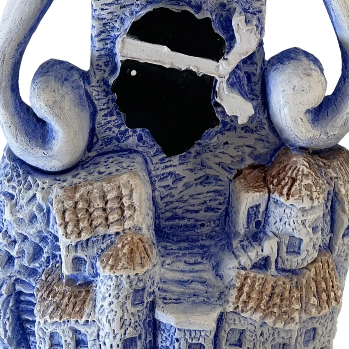 Grand Thermomètre Artisanal En Plâtre - Corse - Modèle Bleu