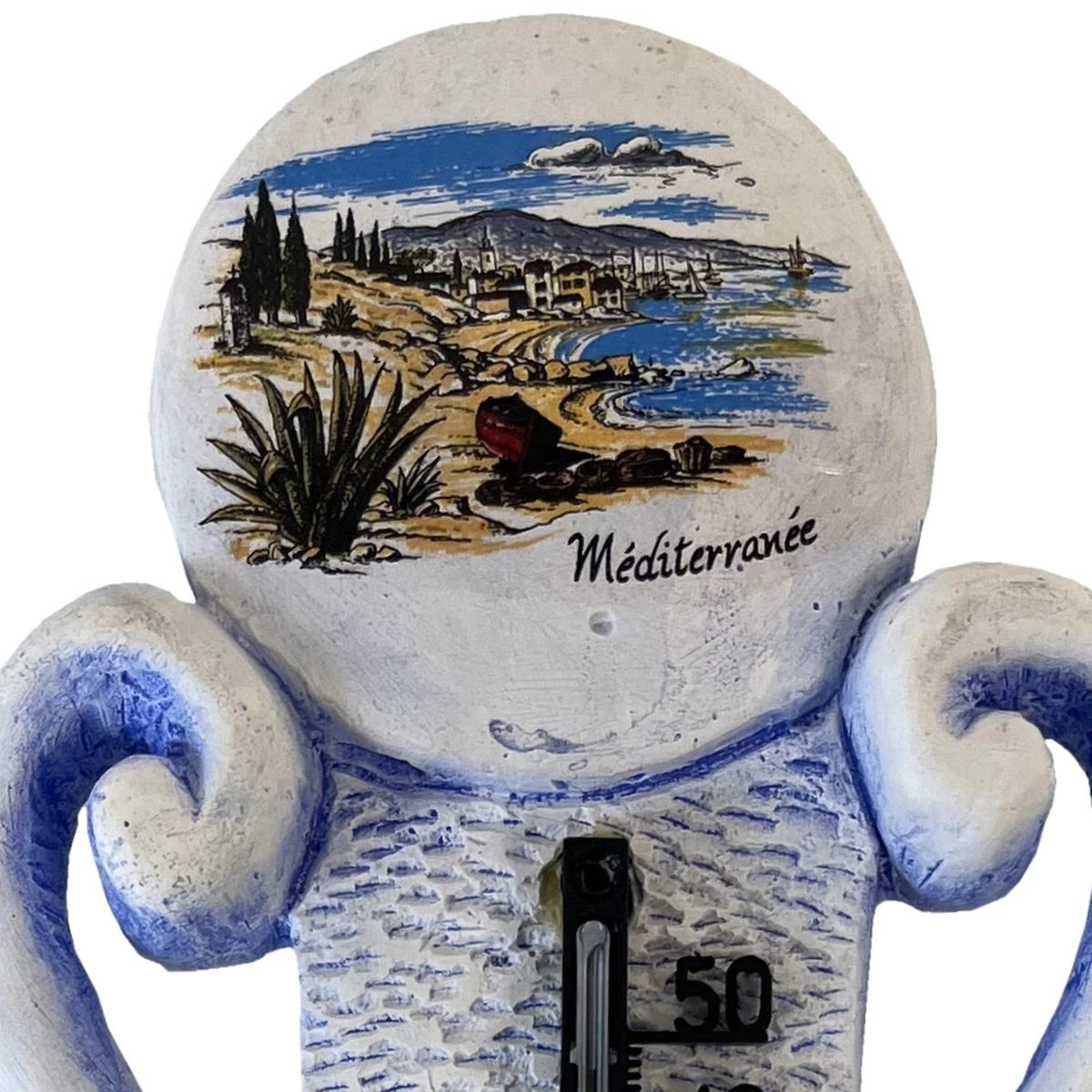 Grand Thermomètre Artisanal En Plâtre - Corse - Modèle Bleu – Image 2