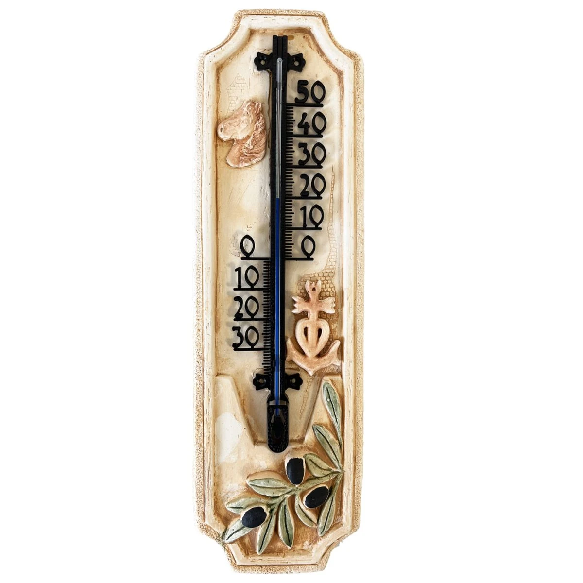 Grand Thermomètre Artisanal En Plâtre - Camargue - Ocre – Image 3