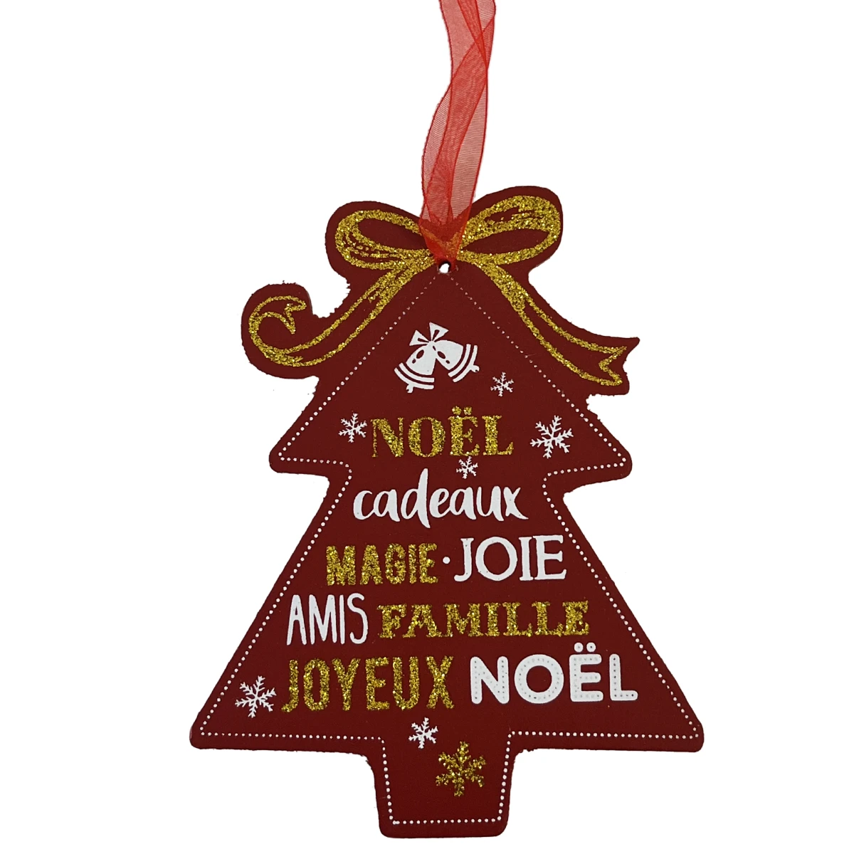 Décoration De Sapin En Bois Pailleté - Joyeux Noël – Image 2
