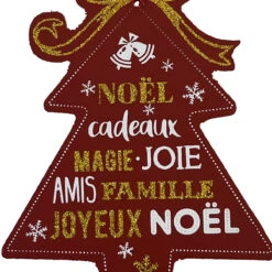 Décoration De Sapin En Bois Pailleté - Joyeux Noël