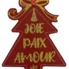 Décoration De Sapin En Bois Pailleté - Joie Paix Amour