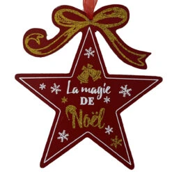 Décoration De Sapin Etoile De Bois Pailletée - Magie De Noël