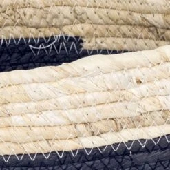 Panière En Jonc De Mer - Noir Et Naturel - Modèle Medium