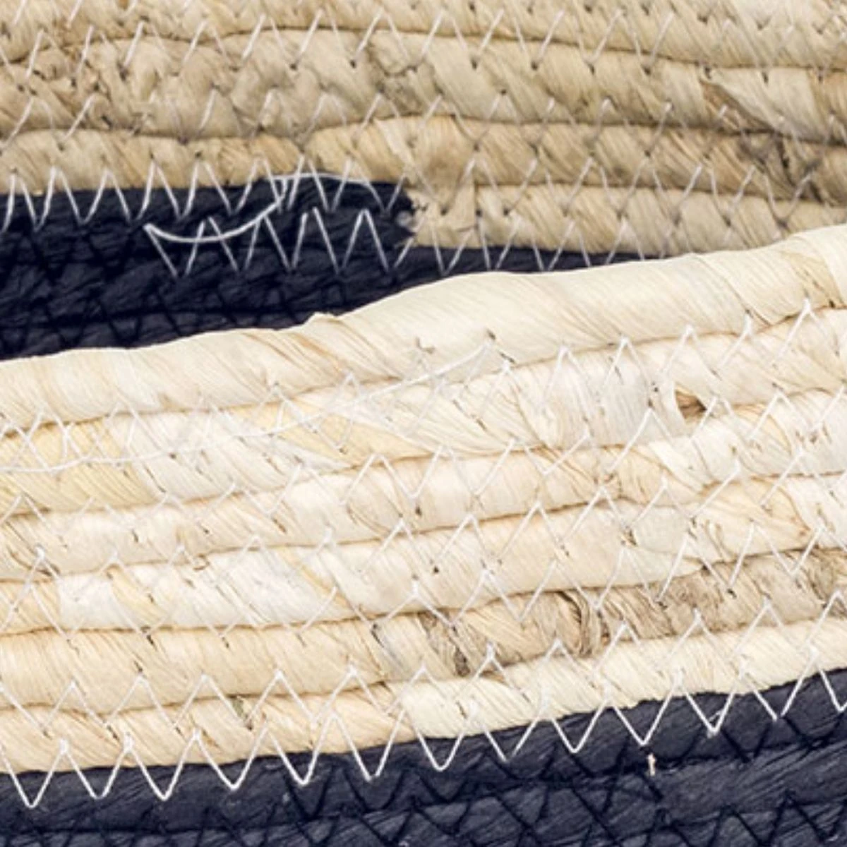 Panière En Jonc De Mer - Noir Et Naturel - Modèle Medium