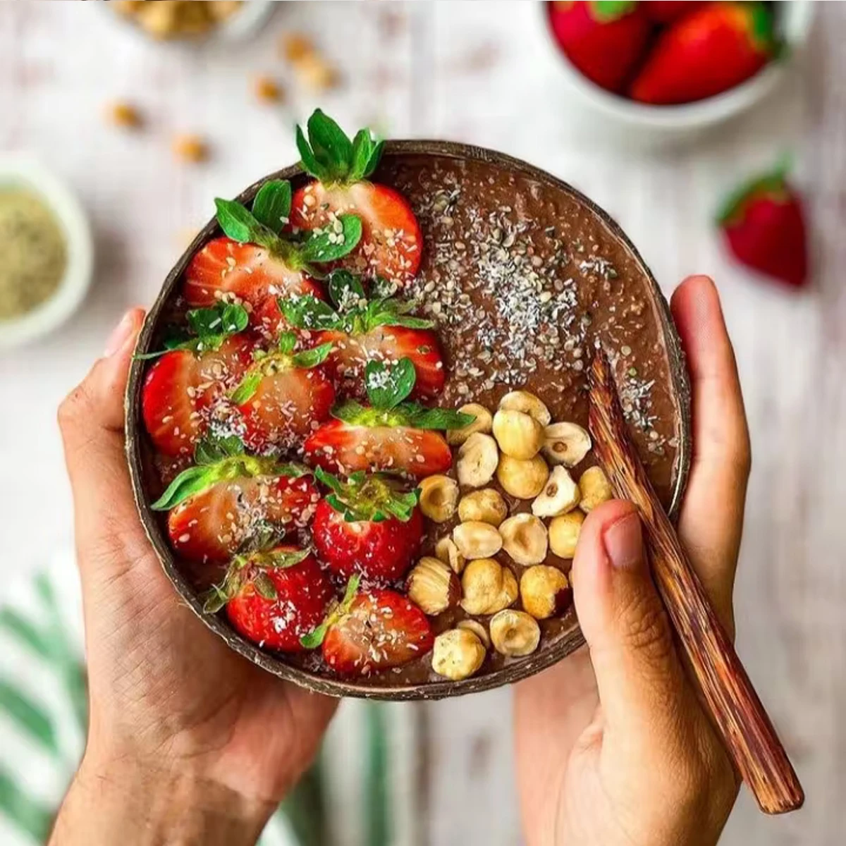 Ensemble Cadeau 2 Bols Et 2 Cuillères En Coco – Image 4