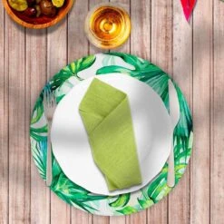 Set De Table Rond En PVC Tissé - Feuilles