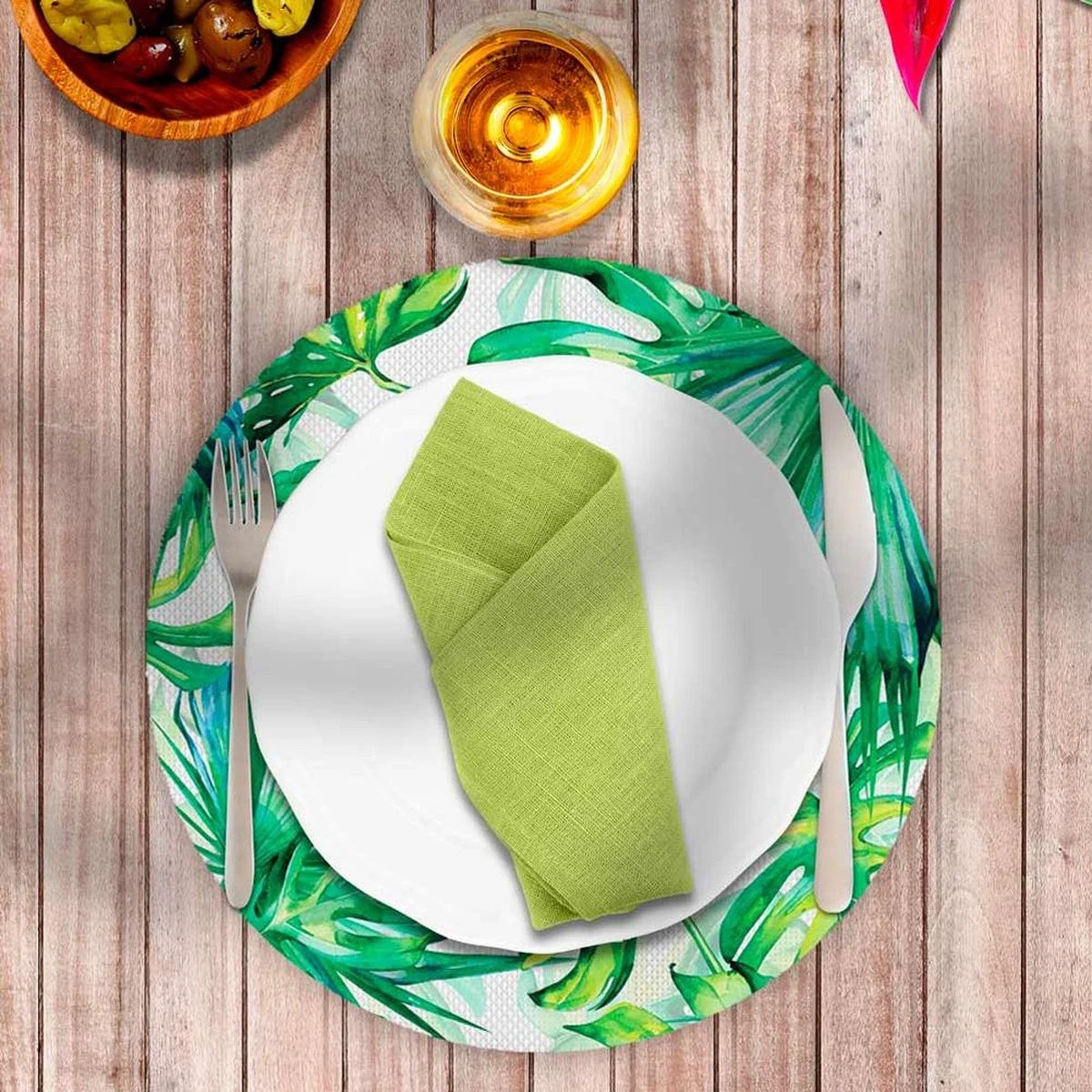 Set De Table Rond En PVC Tissé - Feuilles