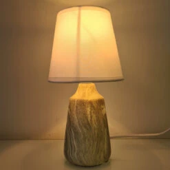 Lampe De Chevet Beige Marbré 24 Cm