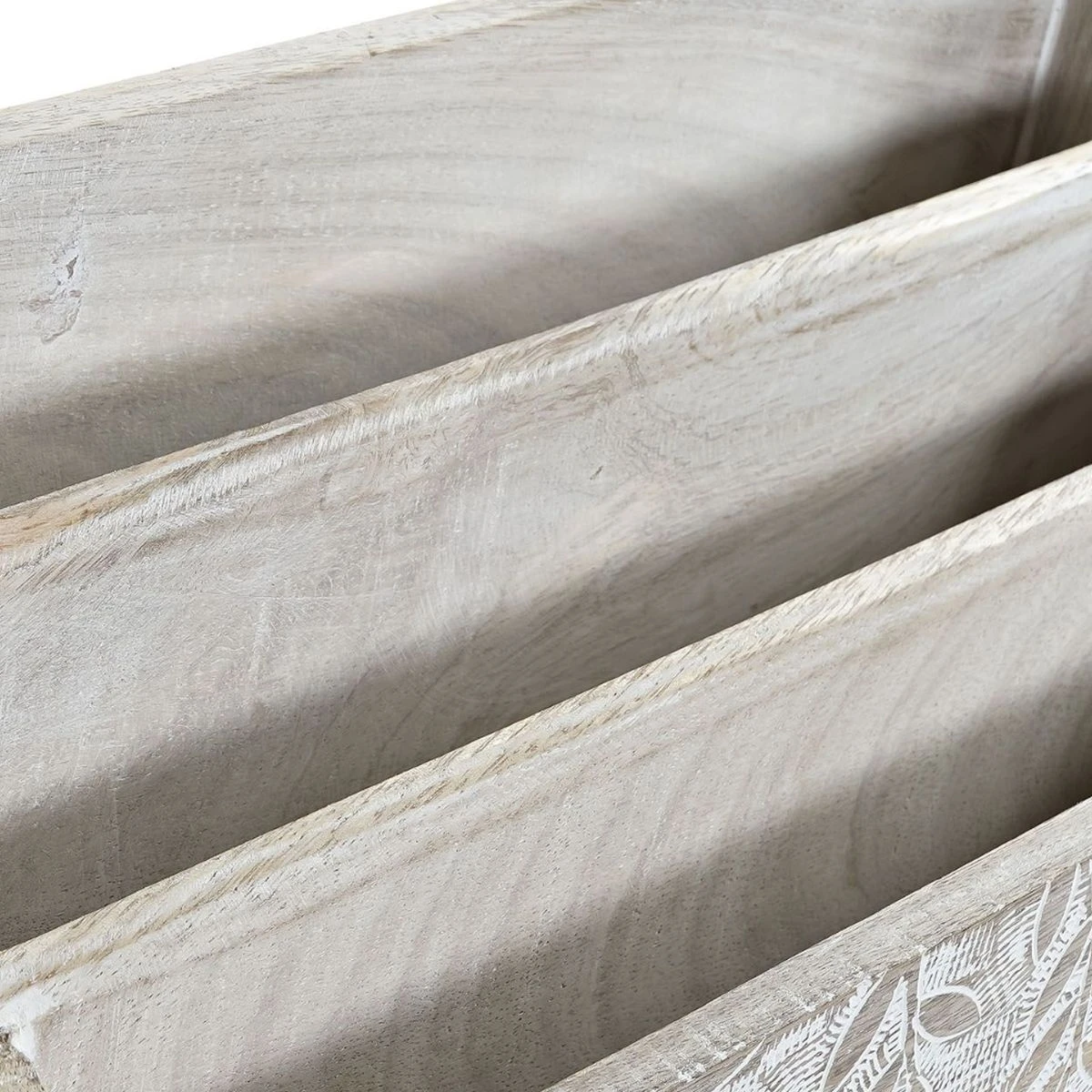 Trieur De Bureau 3 Compartiments En Bois Patiné Blanc – Image 2