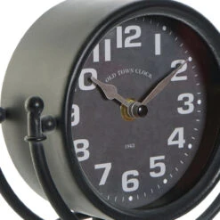 Horloge Sur Pieds Rétro En Métal Noir 21 Cm