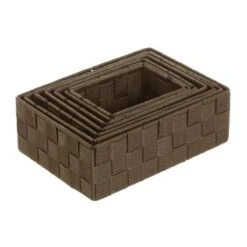 Ensemble De 7 Corbeilles En Polypropylène Tressé - Chocolat