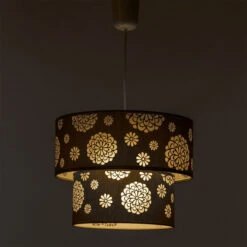 Lustre Motif Floral En Polyester Marron 23 X 30 Cm