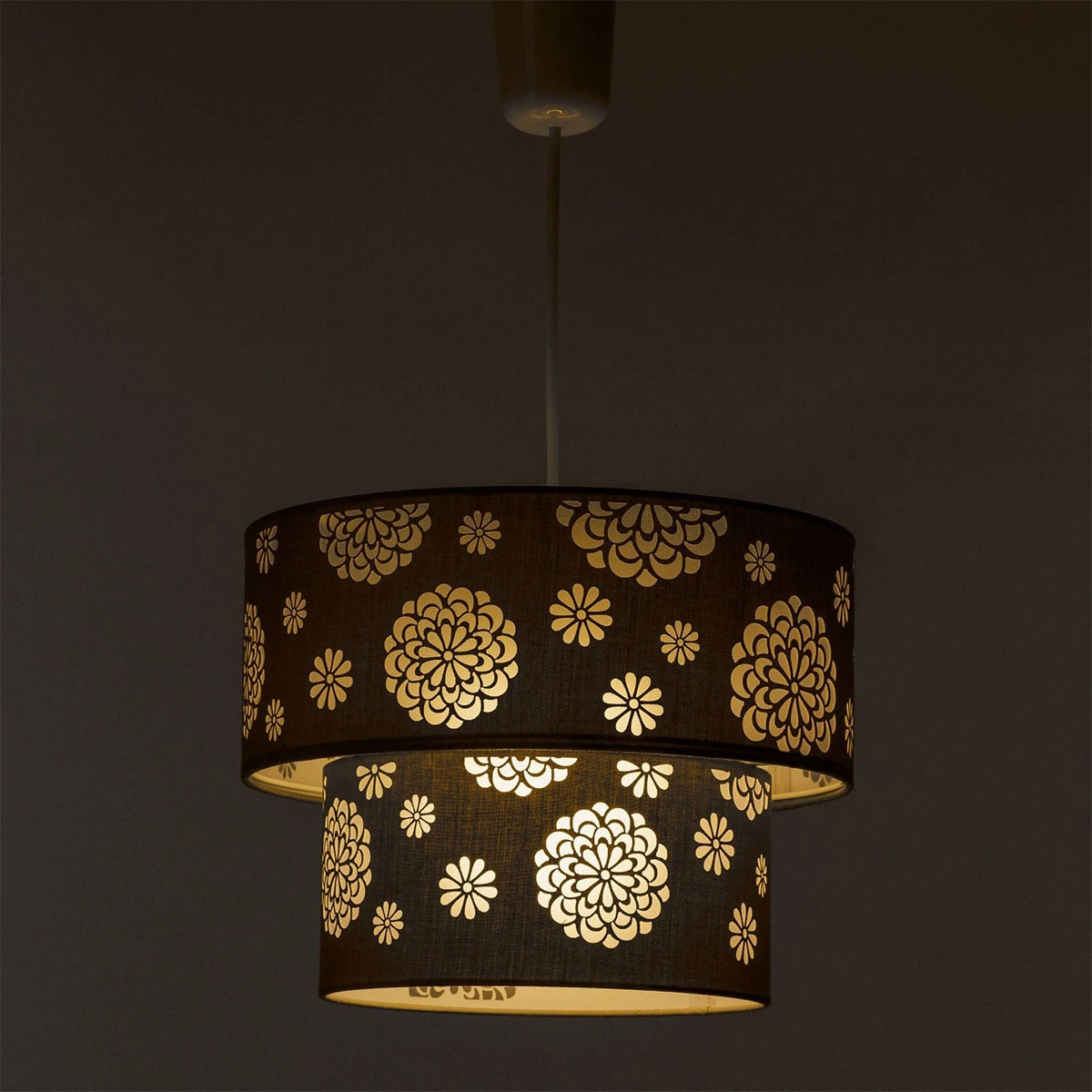 Lustre Motif Floral En Polyester Marron 23 X 30 Cm