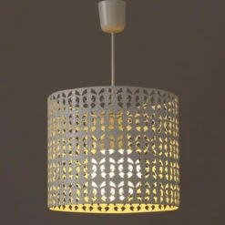 Lustre Motif Ajouré En Métal Blanc 25 X 29 Cm