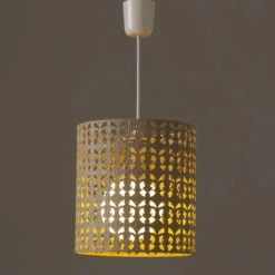 Lustre Motif Ajouré En Métal Beige 24.5 X 23 Cm