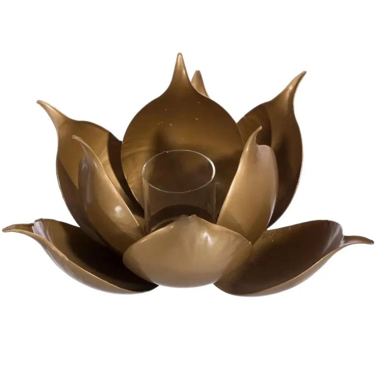 Bougeoir Dambiance Lotus En Métal Doré Et Verre Diam:20 Cm – Image 3