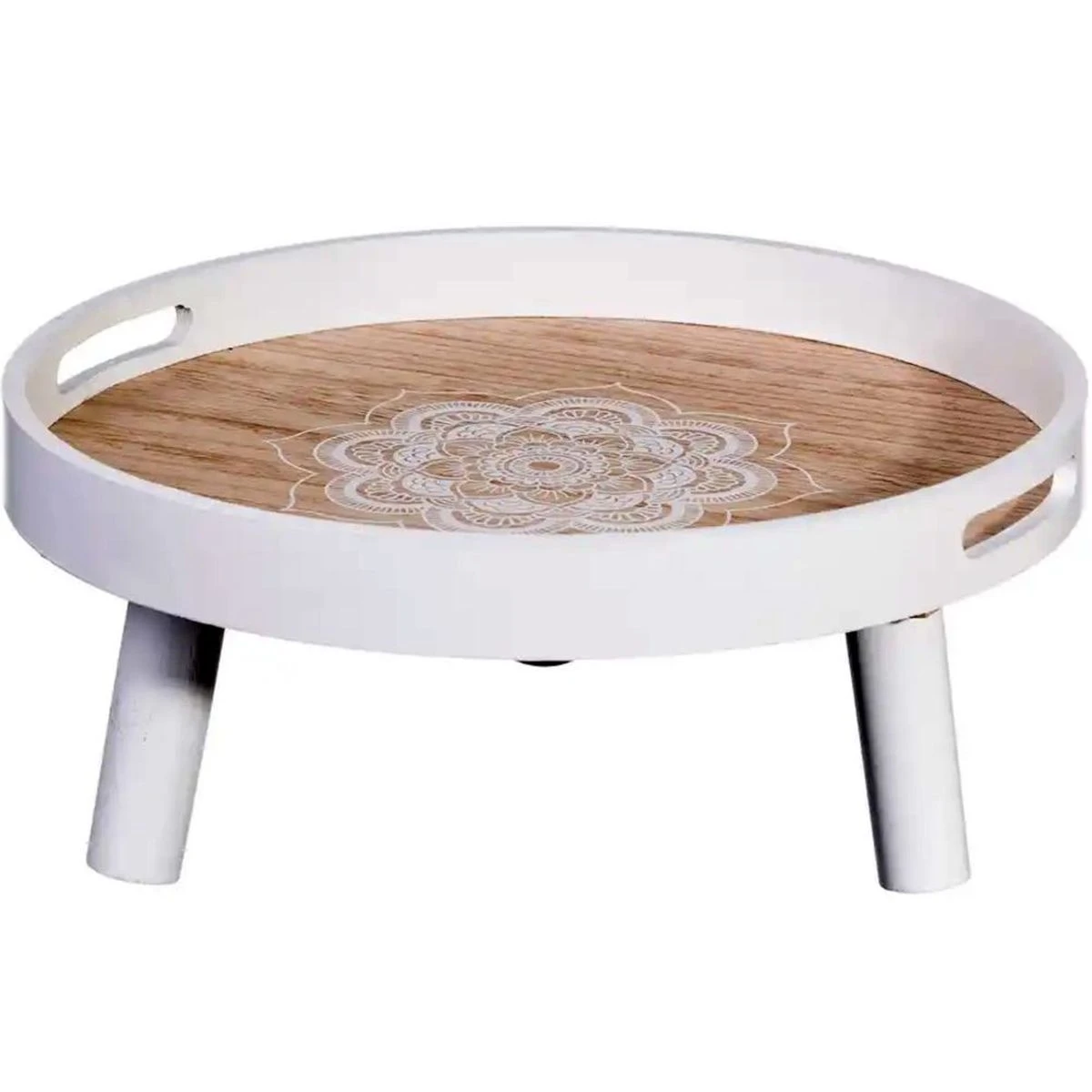 Plateau Mandala Ethnique En Bois 38 Cm, Sur Pied – Image 3