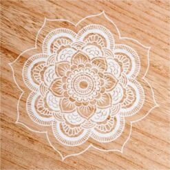Plateau Mandala Ethnique En Bois 38 Cm, Sur Pied