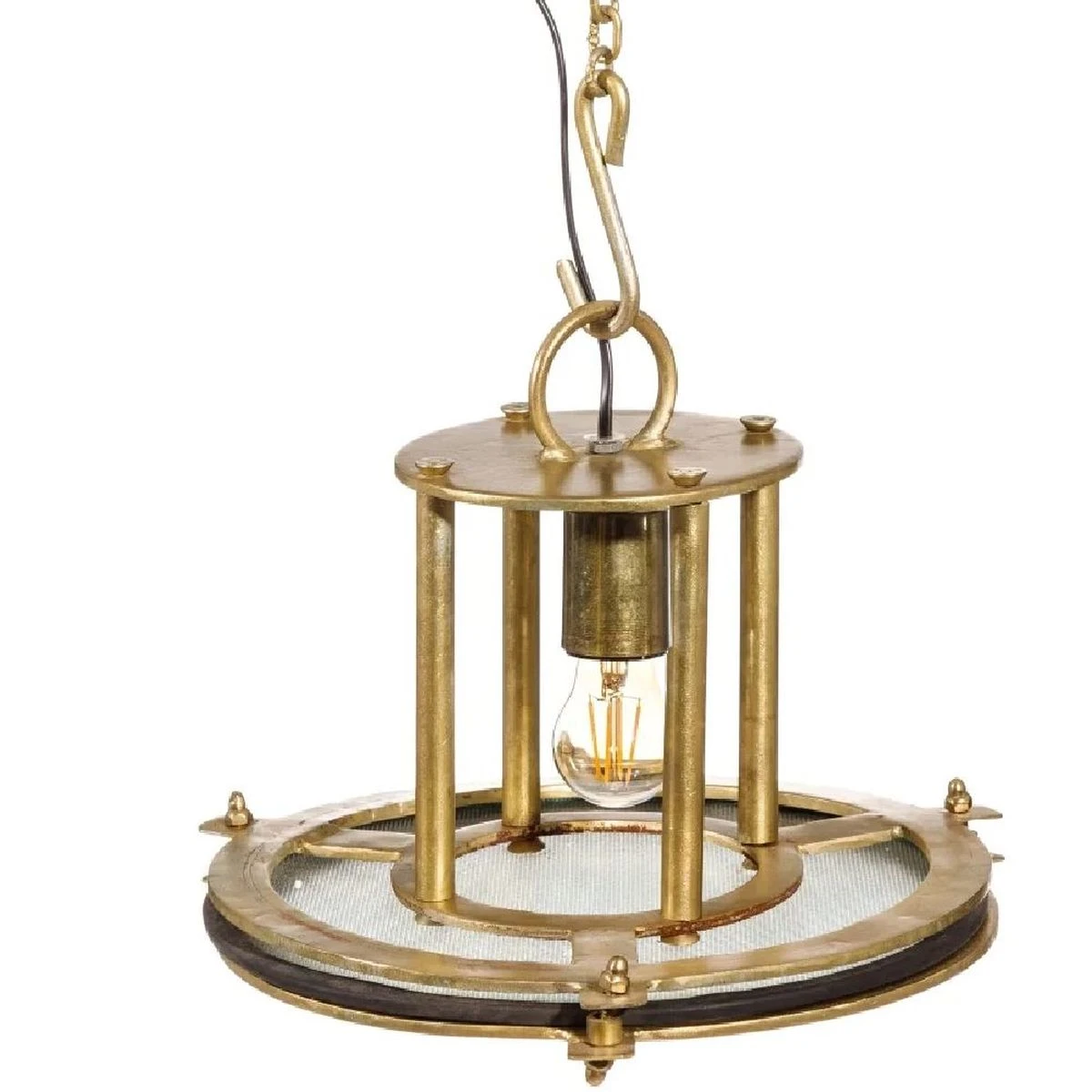 Lustre Style Vintage Industriel En Laiton Et Verre - 35 Cm – Image 5