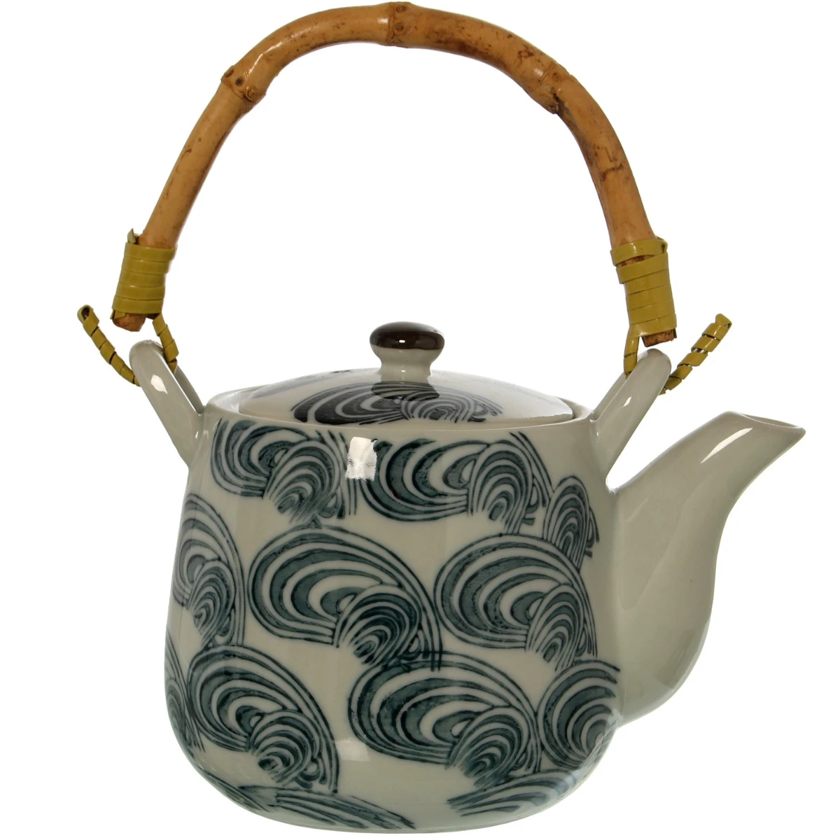 Petite Théière En Céramique Grise Anse En Bambou 400 Ml – Image 2