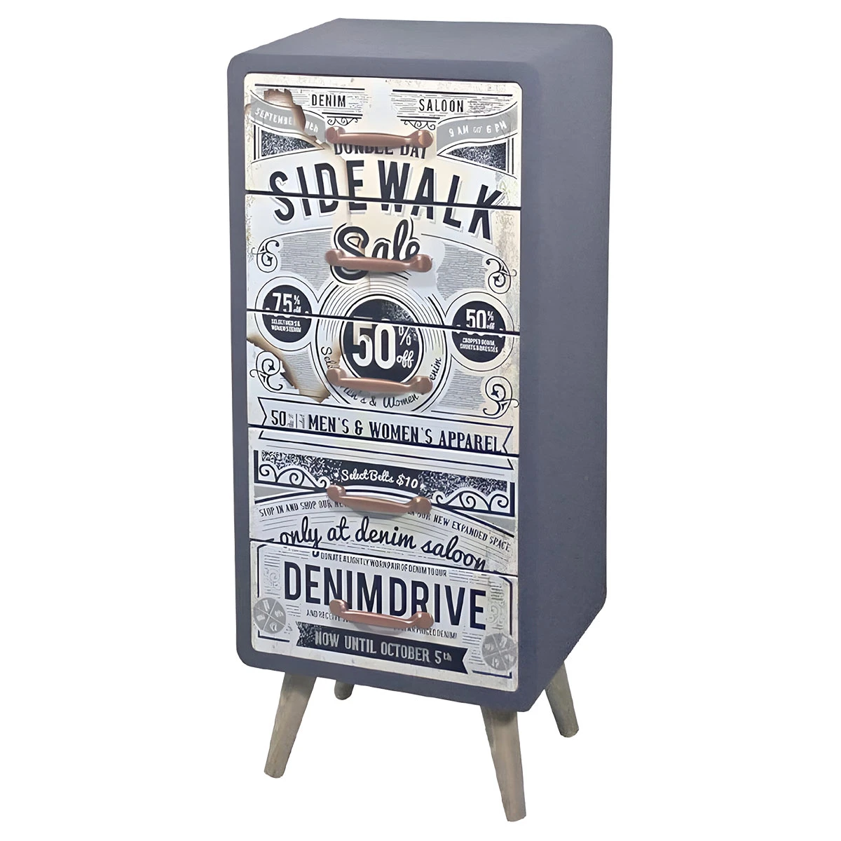 Meuble Chevet Rétro En Bois 76 X 38.5 X 30 Cm – Image 3