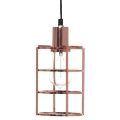 Lustre Rétro Industrielle En Métal Noir Et Cuivre