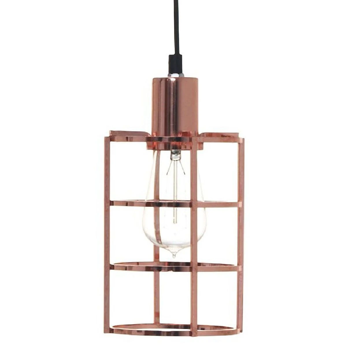 Lustre Rétro Industrielle En Métal Noir Et Cuivre