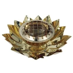 Brûle Encens à Charbon En Laiton Fleur De Lotus Dorée