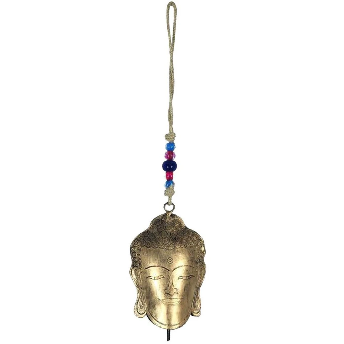 Cloche Bouddha En Métal Et Perles De Verre