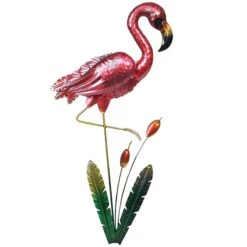 Décoration Murale Flamant Rose En Métal 48 Cm