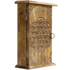 Boite à Clés En Bois Sculpté Fleur De Vie