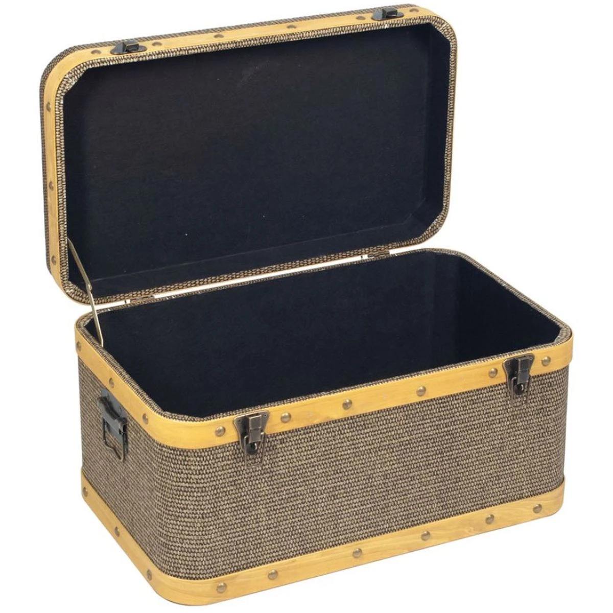 Malle Gigogne Déco Rétro En Bois Et Toile - Grand