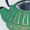 Théière Japonaise En Fonte émaillée Verte Et Or 0.8 Litre
